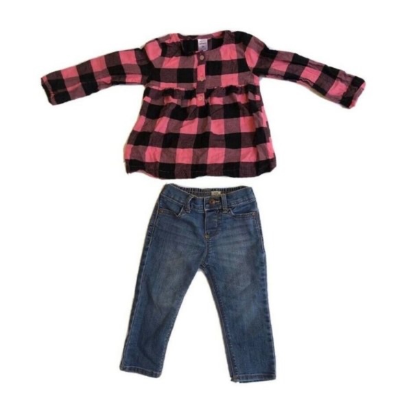 Carter Kids Girl Jeans Blue & Shirt Pink 2T - Picture 1 of 11